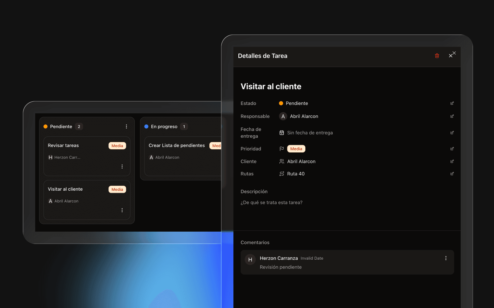 Tareas organizadas por equipo